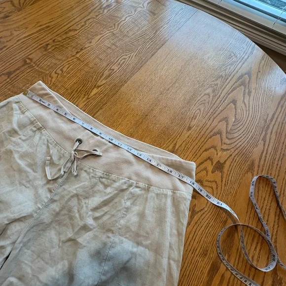 Eileen Fisher 100% Organic Linen Wide Leg Crop Pants Pull On - Picture 9 of 11